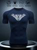 Mens White Compression Short Sleeve T-Shirt Black Tribal Wing Graphic Quick Dry Breathable High Elasticity Gym And Running Athletic Top