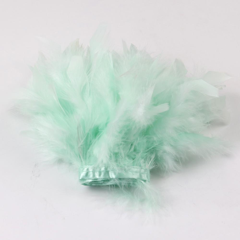 1M Blue Turkey Feather Trim For Crafts Diy Wedding Dress Party Accessory Carnival 10-15Cm Plumas Ribbon Skirt Sewing Decoration