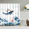 Fabric Shower Curtain Cute Cartoon Hippo Animals Dogs Cats Deer Bath Curtain Waterproof Polyester Bathroom Curtain With Hooks