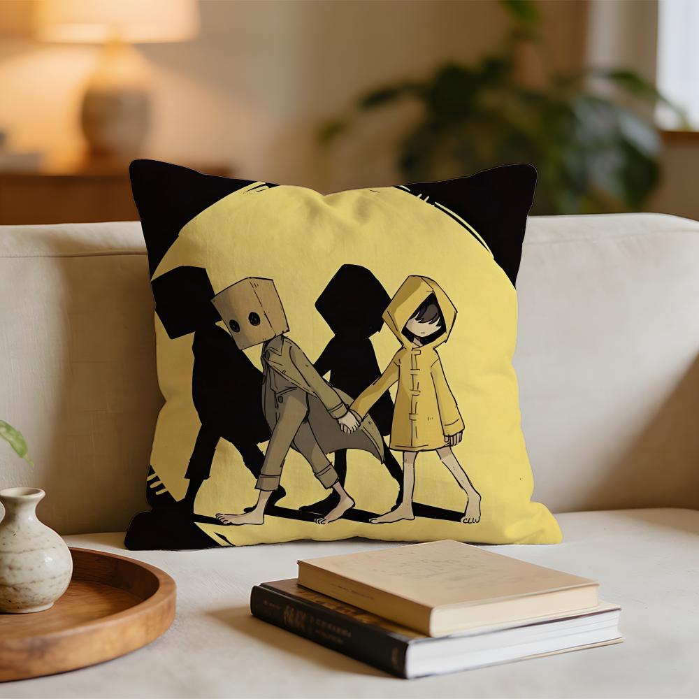 Game LLittle NNightmares Cushion Cover Short Plush Pillowcase for Bed Sofa Carwashable
