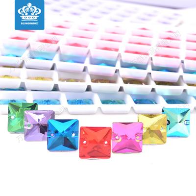 Goud Bodem Handnaad Boor Glas Vierkant Dubbel Gat Handnaad Boor, Platte Bodem Platte Gesp Strass Decoratie Diy Kledingaccessoires