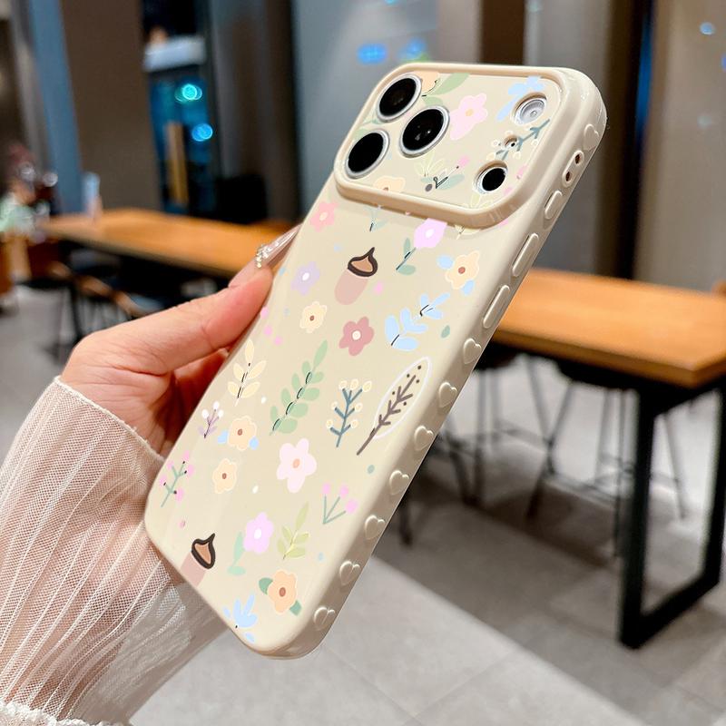 Custodia per Telefono Colorata Fiori Colore Caramella Cuore Morbido Rilievo Lato Per iPhone 11 12 13 14 15 16 17 Pro Max 14 Plus Copertura Antiurto