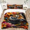 3pcs Tiger Portrait Duvet Cover Set -Includes 1 Duvet Cover and 2 Pillowcases, No Quilt Core, All-Season Home Decor  Yy251111093
