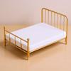 Detailed 1:12 Scale Miniature Single Iron Bed with Mattress Perfect for Dollhouse Bedroom Layout Miniature Interior Decor Items
