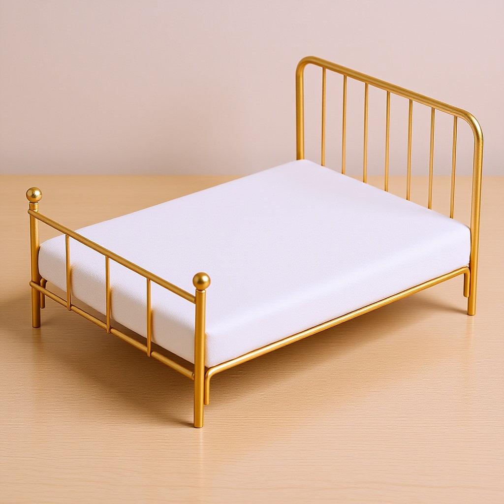 Detailed 1:12 Scale Miniature Single Iron Bed with Mattress Perfect for Dollhouse Bedroom Layout Miniature Interior Decor Items