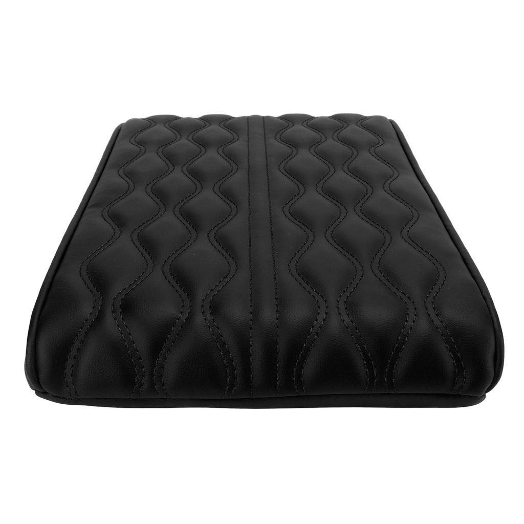 Center Console Armrest Cover Pad Universal PU Leather Waterproof Elastic Strap for SUV Truck Car Black