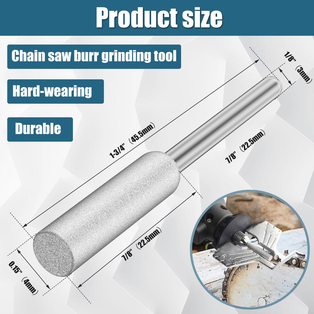6pcs Diamond Coated Cylindrical Burr 4mm Chainsaw Sharpener Stone File Chain Sharpening Carving Grinding Polishing Tools Kits