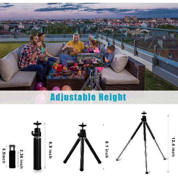 Mini Tripod for Webcam and Phone, 12.4 inch Metal Extendable Webcam Stand with Phone Holder, Small Tripod for Desk
