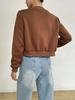Frühling 2025 Damen Langarm Rundhals Reißverschluss Strickjacke - Einfarbig, Lockerer Schnitt, Schlankmachende Kurze Freizeitjacke