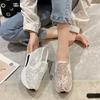 Inner height increase mesh summer new mesh shoes breathable slope heel platform casual sports shoes