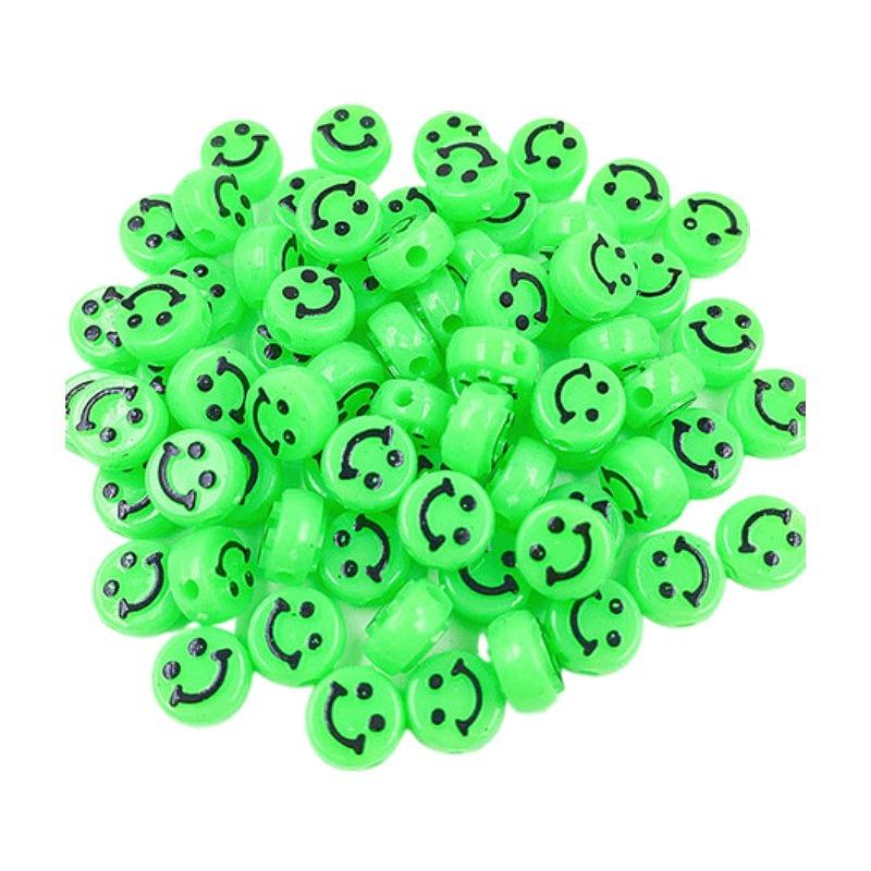 10Mm Round Acrylic Colored Smiley Face Beads Smiley Face Beads Diy Bracelet Beaded Flat Round Beads
