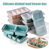 Silicone Food Storage Container with Lid Reusable Freezer Lunch Box Tray Divided Meal Prep Container for Kitchen