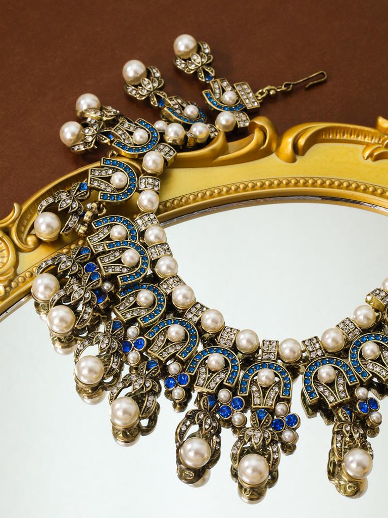 Pearl Tassel Earrings Vintage Antique Set, Earrings Necklace