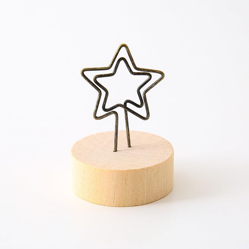 Ins Style Solid Wood & Iron Art Memo Clip: Multi-Functional Office Desk Decoration
