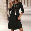 Ladies' Loose Comfortable Casual And Fashionable Color Round Neck Long Sleeved Casual Dress