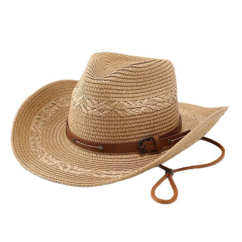Summer Xinjiang Tourism Big Brim Straw Hat Sunshade Sun Protection Jazz Hat Ethnic Style Straw Weaving Western Cowboy Hat Children