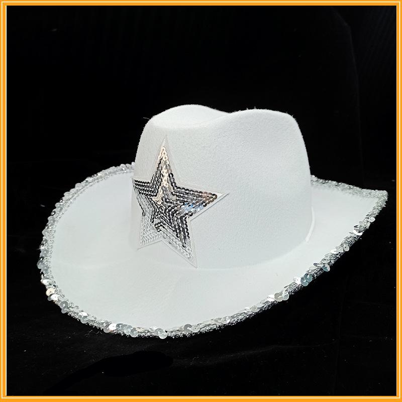 Pink Bride Party White Denim Hat with Five-Pointed Star Design