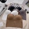 Ice silk beauty back underwear fixed integrated cup with chest pad with small suspender adjustable shoulder strap girl tube top tube top type