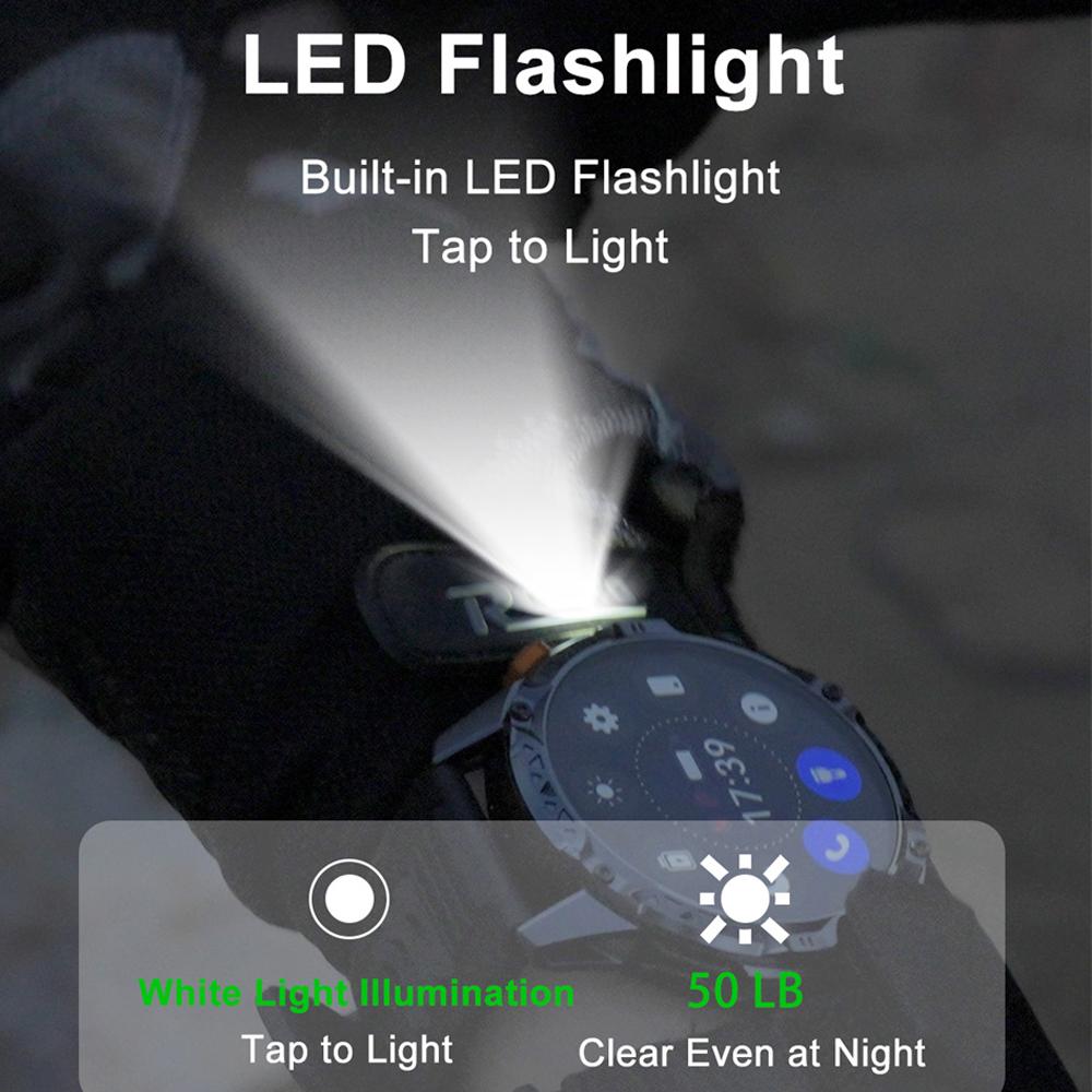 New 1000mAh Battery SmartWatch IP68 Waterproof Compass Bluetooth call 1.7"  HD Sports Flashlight Smart Watch For Men
