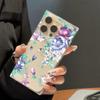 Clear Square Back Tube Case Protection For iPhone 14 Pro Max 16 ProMax 12 11 13 15 Plus Anti-Oxygen,Purple Rose Pattern Casing