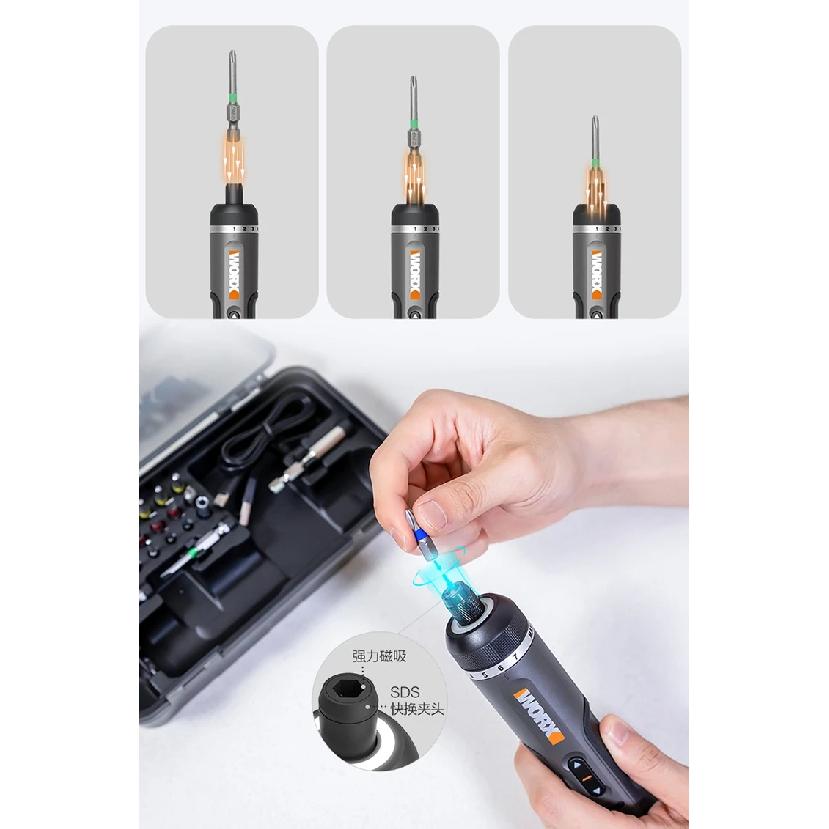 Worx 4V Electrical Screwdriver Sets WX242 Smart Cordless Electric Screwdrivers USB Rechargeable Handle 30 Bit Sets Power Tools