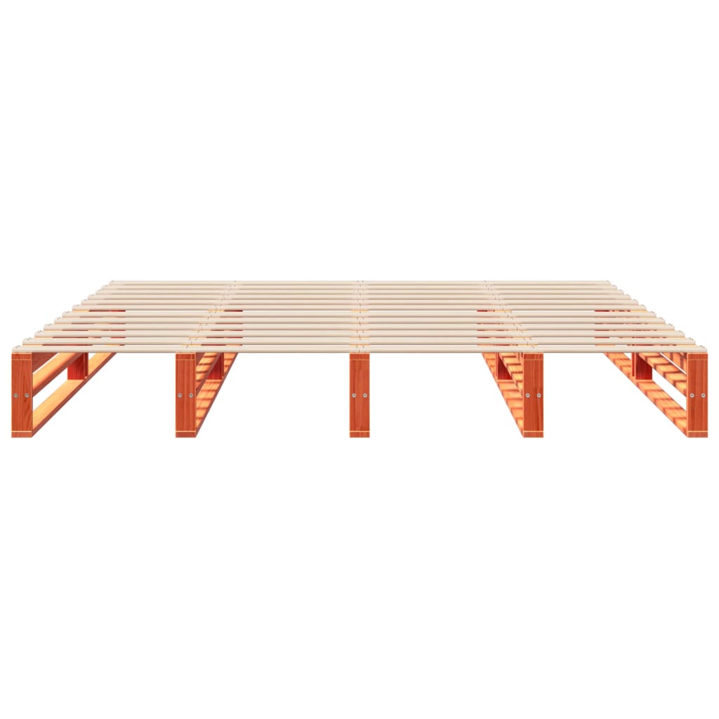 Solid Wood Bed without Mattress Wax Brown 200x200 cm Pine Wood