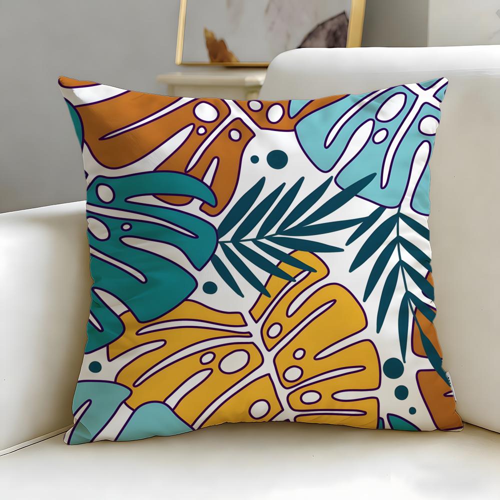 Artistic Leaves Cushion Cover Soft & Easy-Wash Pillow Case – Versatile For Couch, Bed, Travel And Office