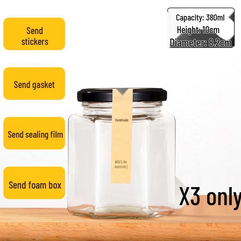 Naijiang Hexagonal Food Storage Glass Jar with Lid