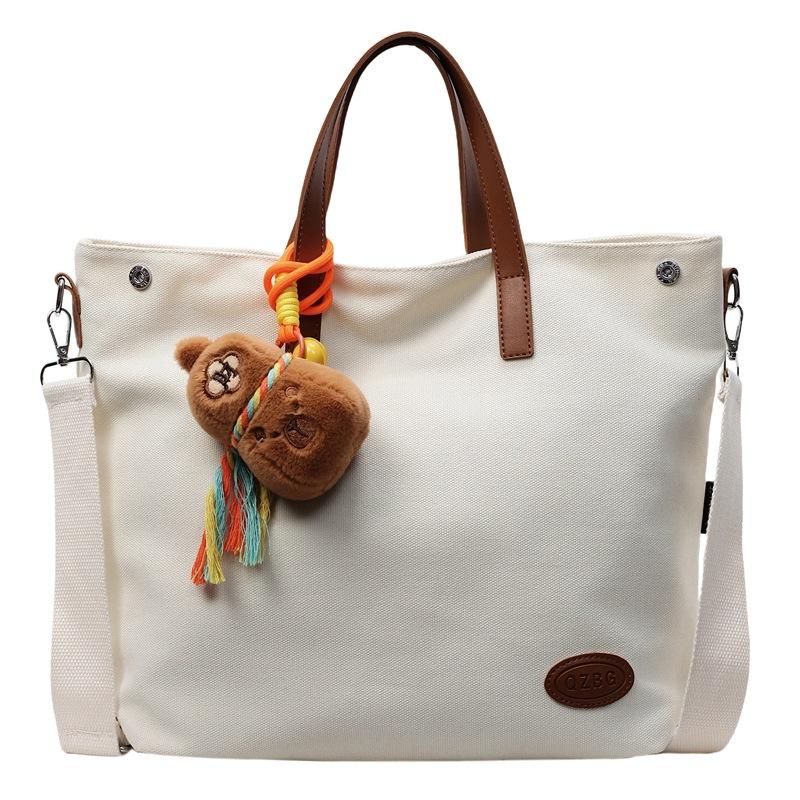 New Women's Fashion Casual Simple Tote Niche Shoulder Large Capacity Student Commuter Canvas Bag