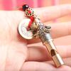 Sheep Head Brass Whistle Rust Resistant Vintage Design Emergency Survival Keychain for Outdoor Hiking Camping Preppers