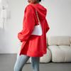 Ladies Spring Autumn Casual Long Sleeve Drawstring Hooded Zipper Solid Color Cardigan Hoodies Sweatshirt Top