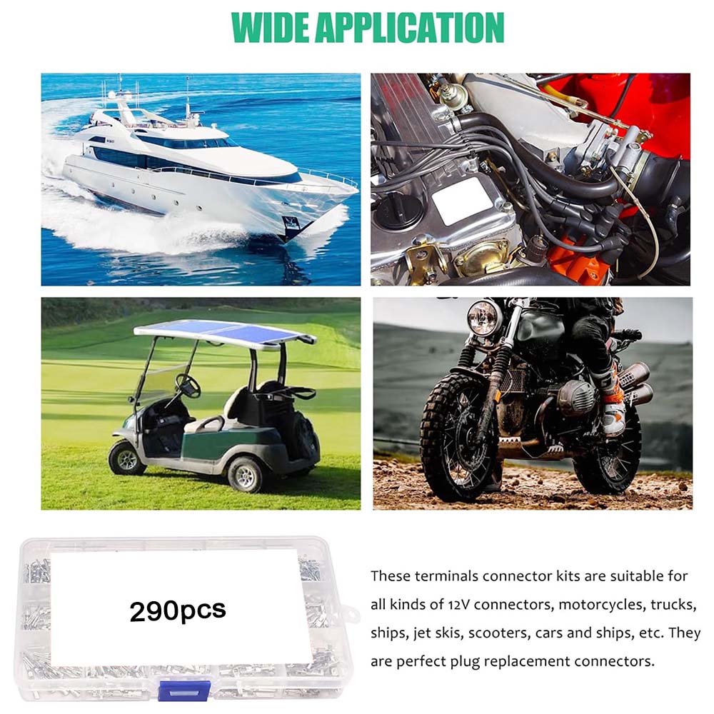 290PCS Car Wire Terminal Pin Connectors 1/1.5/1.8/2.2/2.8/3.5mm Connector Pins Terminal Auto Electric Male Female Crimp Pins