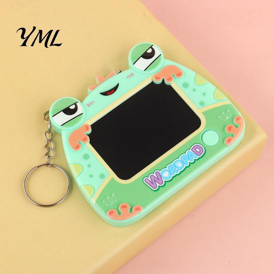 Small Doodle Board Mini Drawing Keychain for Kids, Cartoon Frog Writing Pad with Reusable Key Ring, Hanging Sketch School Bag Animal