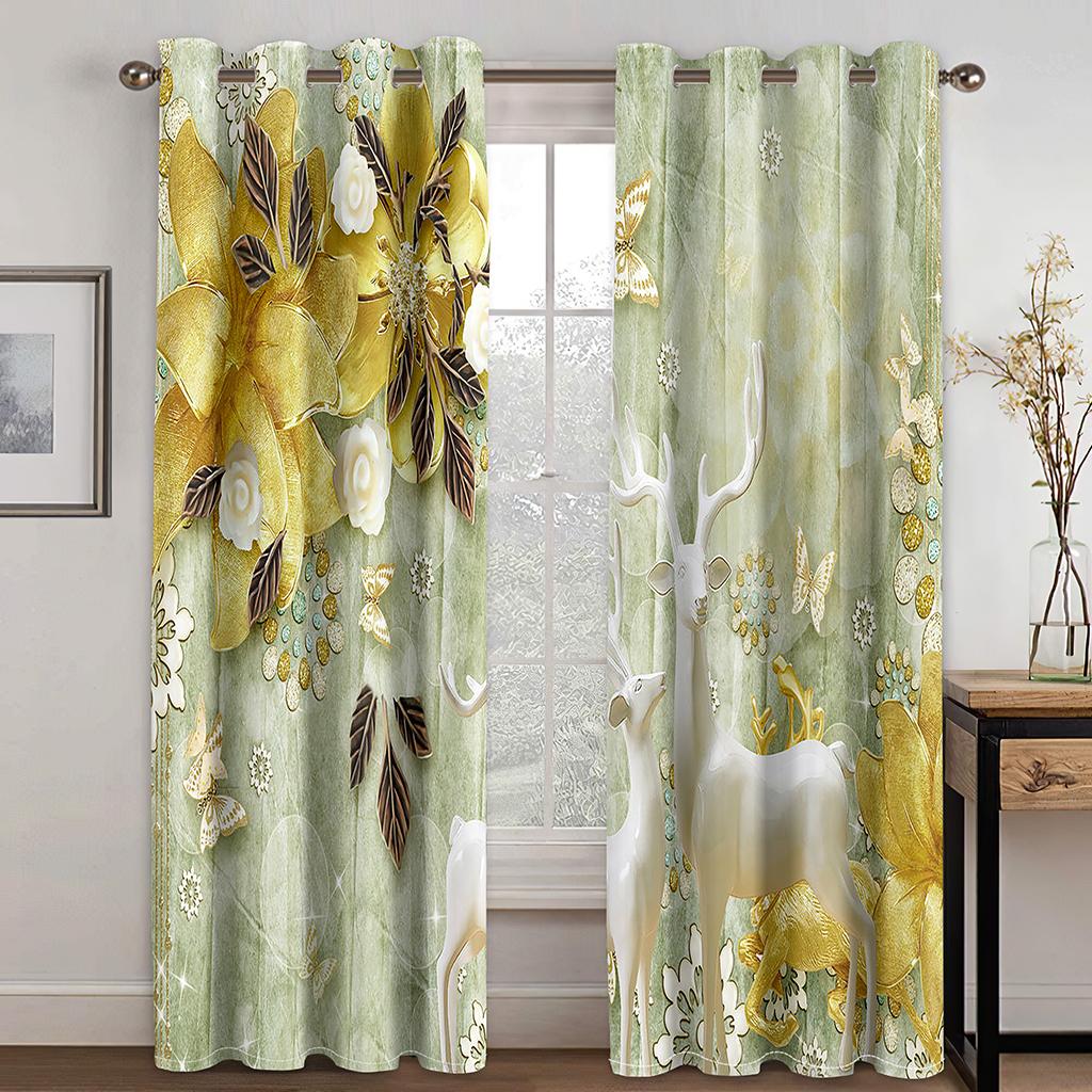 Luxury Diamond Flowers Sunshade Thin Window Curtains For Living Room Bedroom Bathroom Kicthen Door Home Decor On Sale 2Pieces