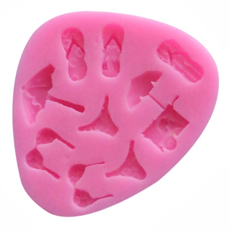 Paraply Tøfler Bikini Sjokolade Fest DIY Fondant Kakedekoreringsverktøy Silikonform