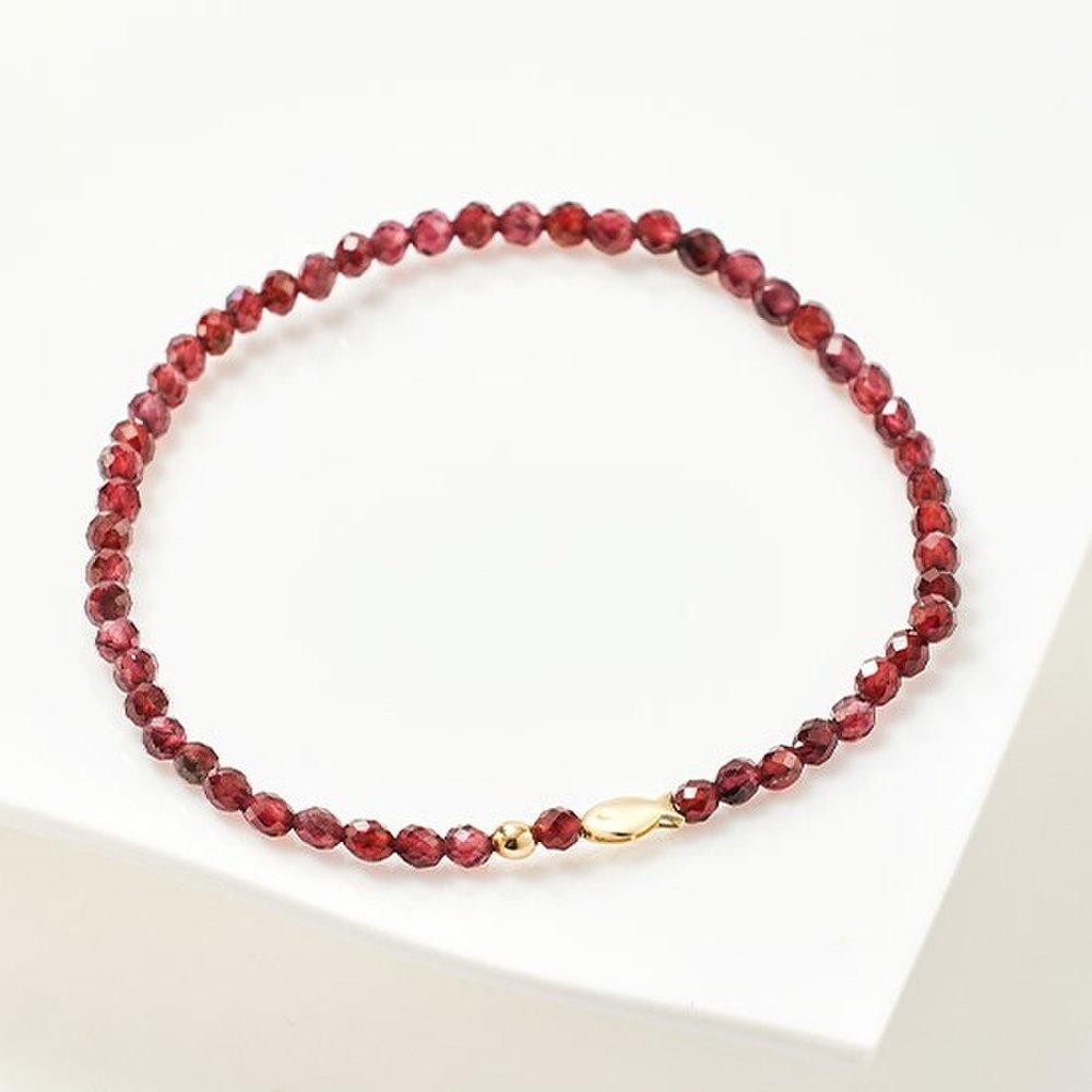 14K Gold Ball Fish Lucky Bracelet 577 [Choose 1 of 3] (Size 18.5 Cm) Garnet Spinel Bead Pearl