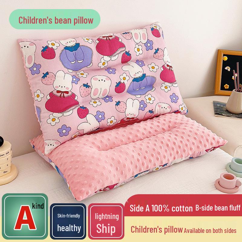 Children's All-Cotton Cartoon Bean Pillow - Velvet Nap Pillow for Kids