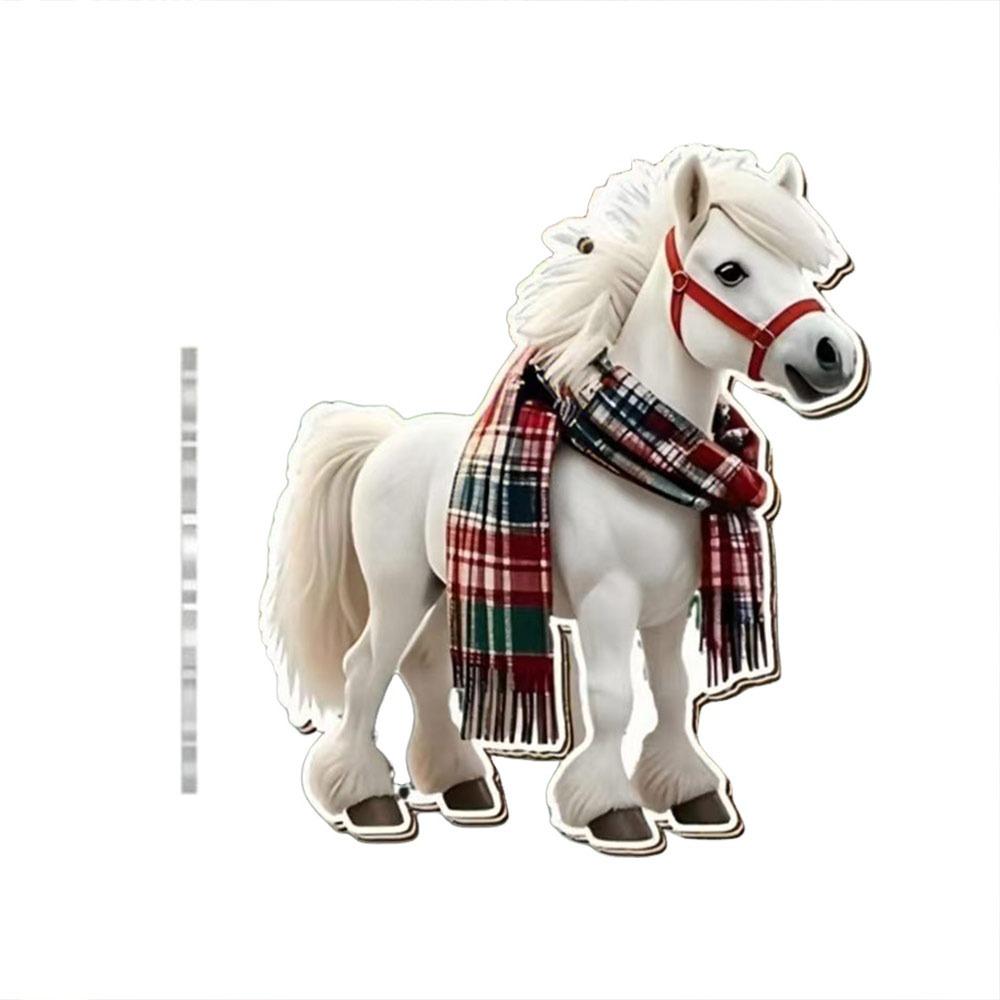 

2D Flat Christmas Hanging Pendant Ebony Horse Majesty Acrylic Car Horse Pendant Car Rearview Mirror Pendant Navidad Decor