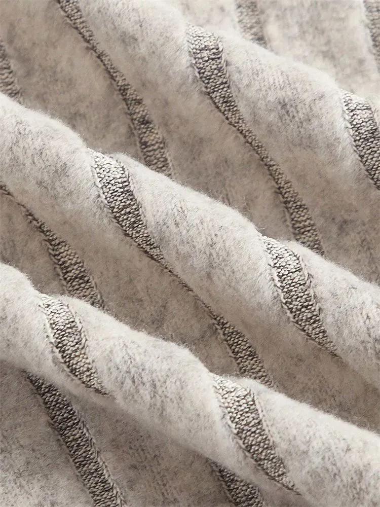 Long Sleeve Crop Top Phumee Mock Neck Flared Sleeves  Rib-knit  A1814