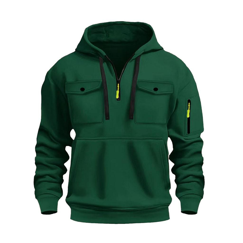 Herren Herbst/Winter Lässiger Vielseitiger Mehrere Taschen Plus Samt Langarm Hoodie