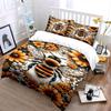 Bee and Vibrant Flower Artwork Print Bedding Set 1 Duvet Cover 2 Pillowcases for Adult and Children Luxury Gift Full Size