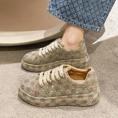 Fashion New Rhinestones Platform Increase Sneakers Women Designer Soft-soled Casual Women's Board Shoes Fashion Luxury Zapatillas Mujer