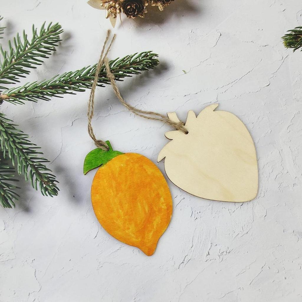 32Pcs Unfinished Wood Fruit Shapes Blank Discs Crafts Home Decoration Wooden Pieces Slices for DIY