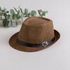 Custom Logo Silk Screen Printed Flax Fedora Hat Unisex Adjustable British Vintage Jazz Cap Beach Travel Sun Hat OEM