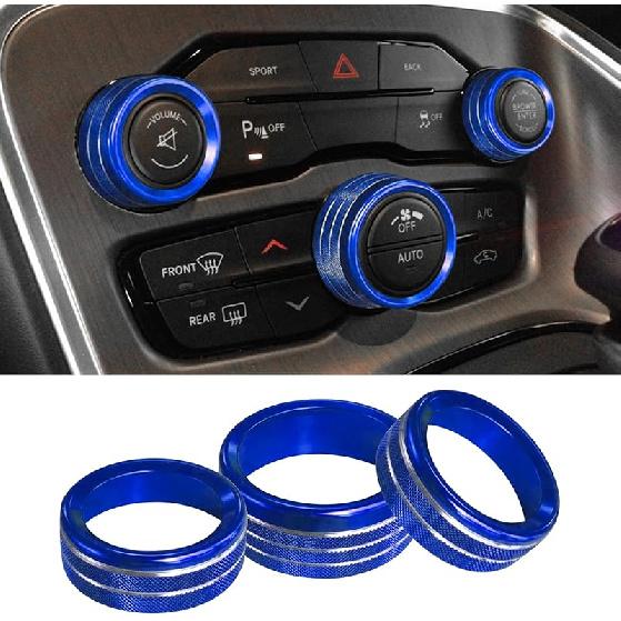3PCS Air Conditioner Switch Button Knob Cover, Aluminum Alloy Knob Ring Trim Cover, Climate Control Knob Covers, Auto Accessories Compatible With