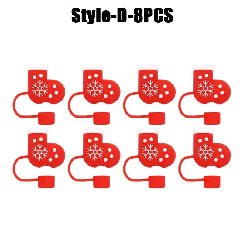 1-100PCSChristmasStraw DustCap 10mm Glass Straw Stopper Universal Water Bottle Reusable Cup Cover Accessories Holiday Party Gift