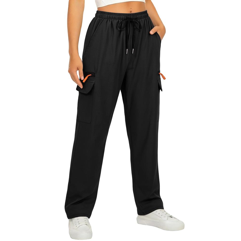 Pantalon Décontracté Ample pour Femme – Pantalon Cargo à Séchage Rapide avec Cordon de Serrage