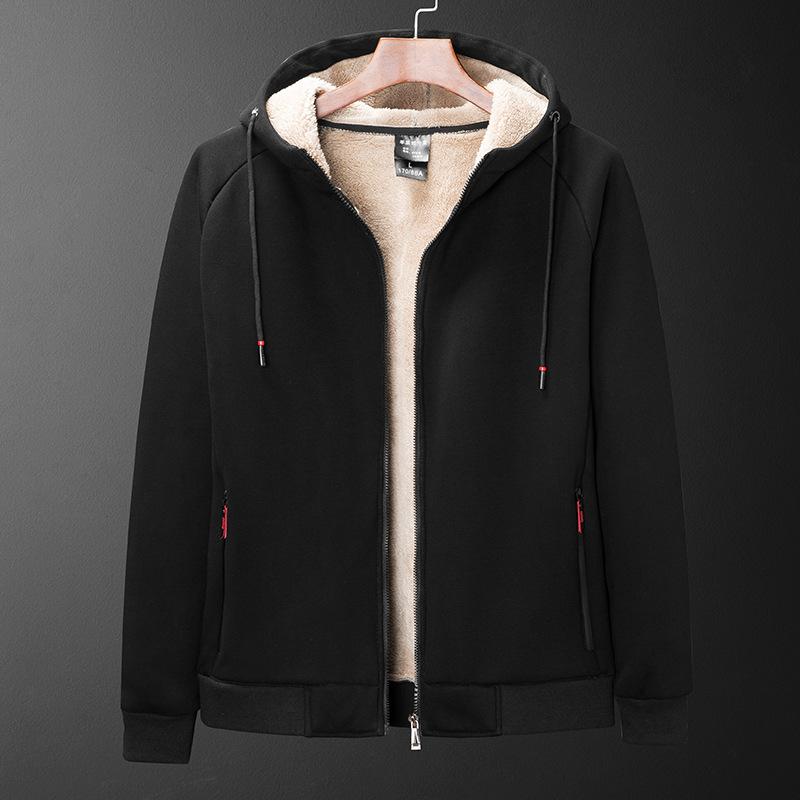 Winter Thicken Hooded Cotton Winter Plus Cashmere Men's Casual Lamb Cashmere Plus Size Hoodie Plush Coat L-8XL Streetwear