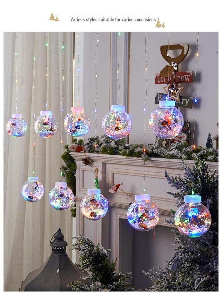 LED Christmas Curtain Lights - Santa Claus & Snowman String Lights Holiday Window Decoration