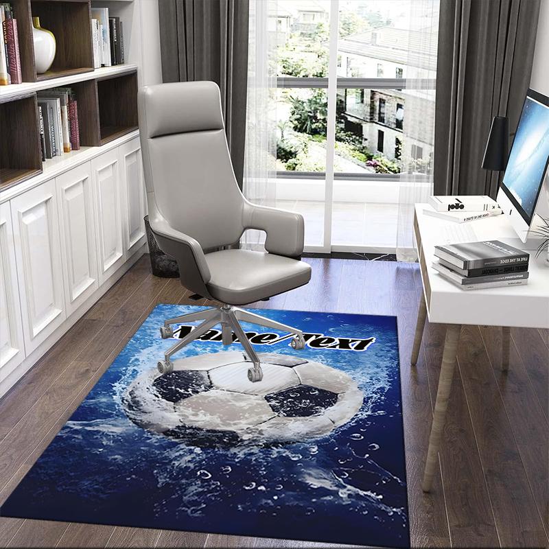 1PC Custom Name Soccer Ball Water Theme Floor Mat Ideal for Living Room, Game Rooms, Office, Bedroom,Floor Mat Playful Design